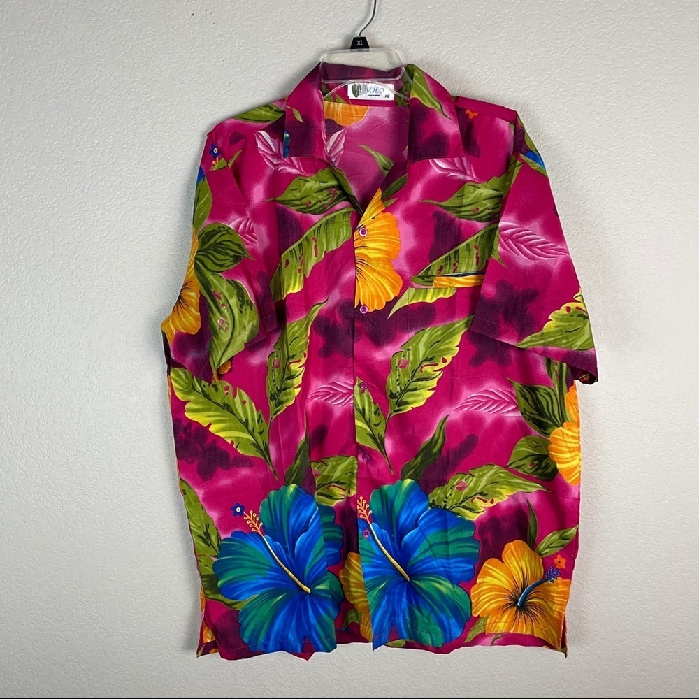 VHO Floral Hawaiian Silk Shirt Vintage Size XL - Picture 1 of 6